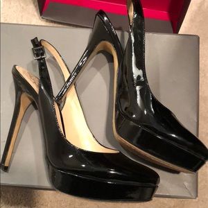 Vince Black Patent Leather Slingback Heels